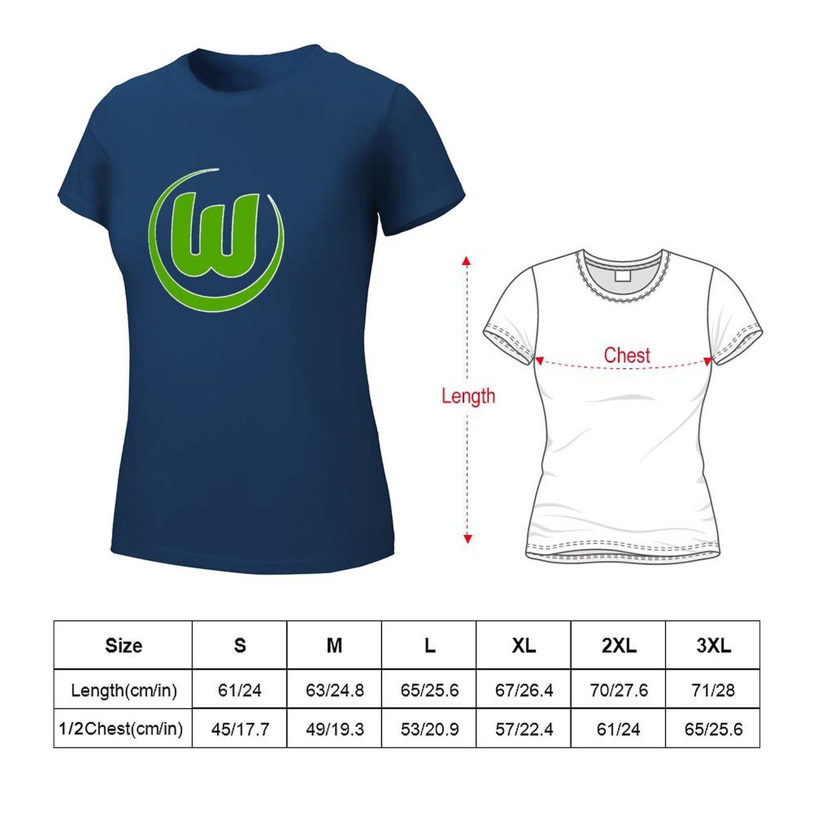 VfL Wolfsburg Damen Kurzarm Rundhals T-Shirt Casual Sommer Tops VfL Wolfsburg Damen Kurzarm Rundhals T-Shirt Casual Sommer Tops