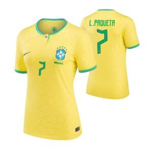 Frauen Brasilien Lucas Paqueta 7 Home Trikot WM 2022