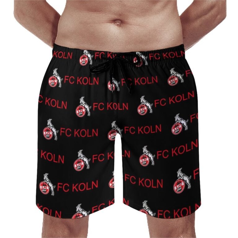 FC Köln Herren Badehose Schnelltrocknende Strandshorts Mit Tasche Kordelzug Shorts