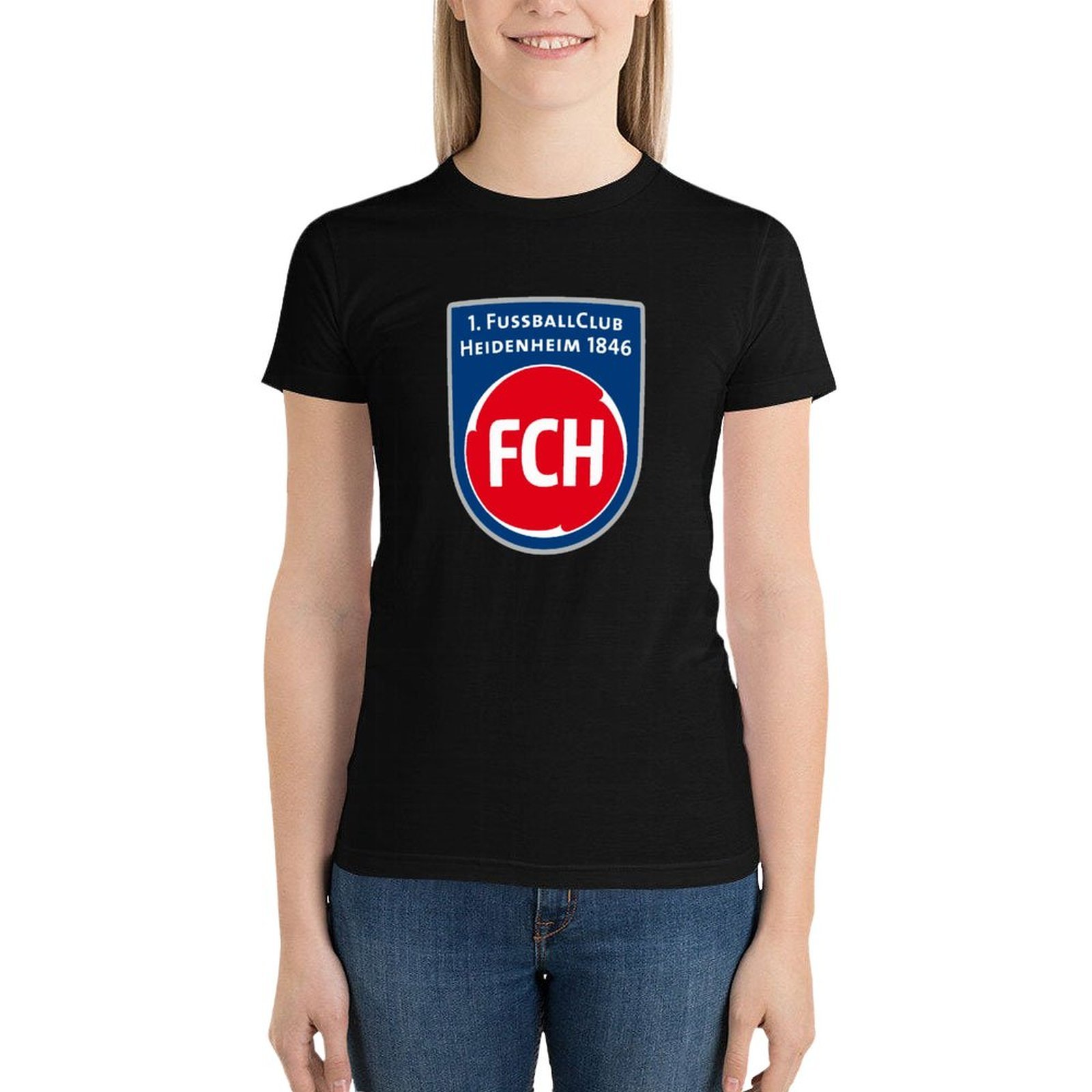 FC Heidenheim Damen Kurzarm Rundhals T-Shirt Casual Sommer Tops FC Heidenheim Damen Kurzarm Rundhals T-Shirt Casual Sommer Tops