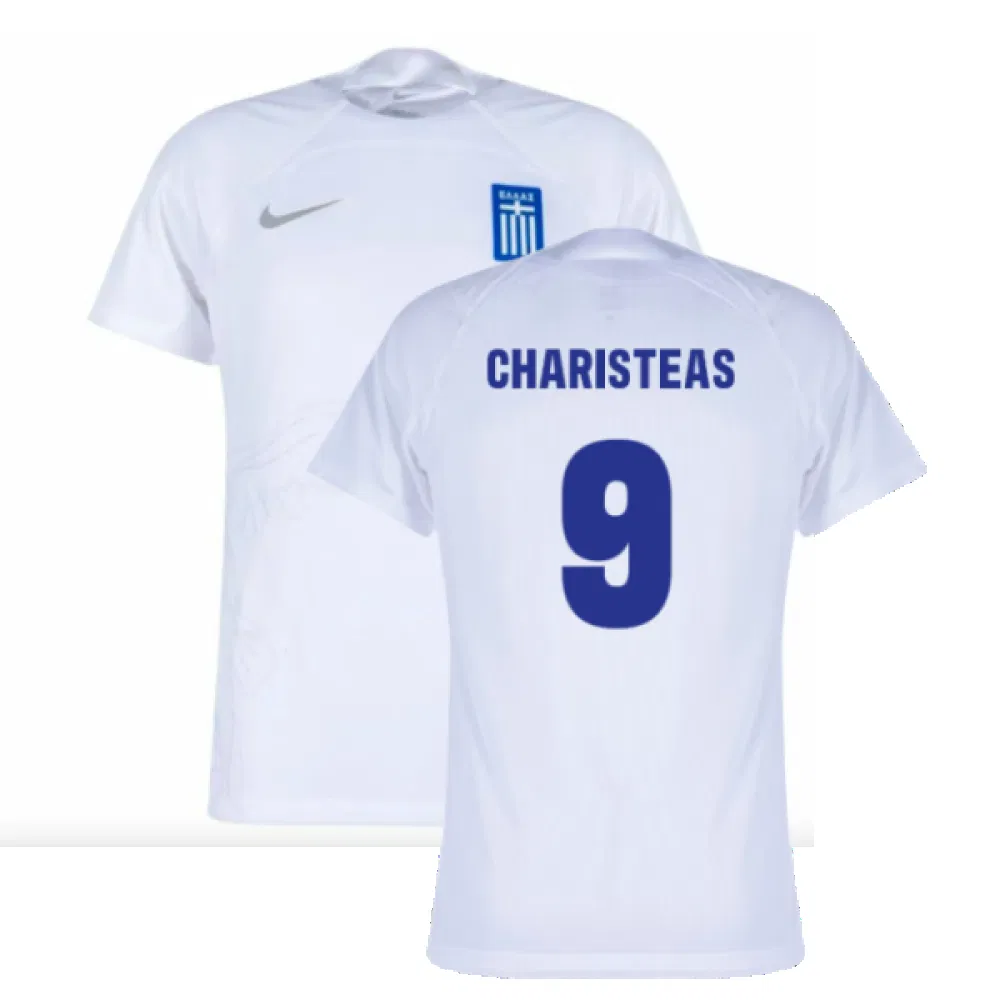Griechenland Angelos Charisteas 9 Home Trikot 2024-2025 Griechenland Angelos Charisteas 9 Home Trikot 2024-2025