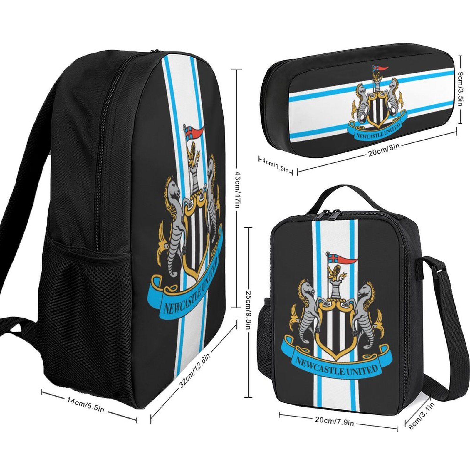Newcastle United Student Schulranzen Lunchbag Stifttasche Kombination Newcastle United Student Schulranzen Lunchbag Stifttasche Kombination
