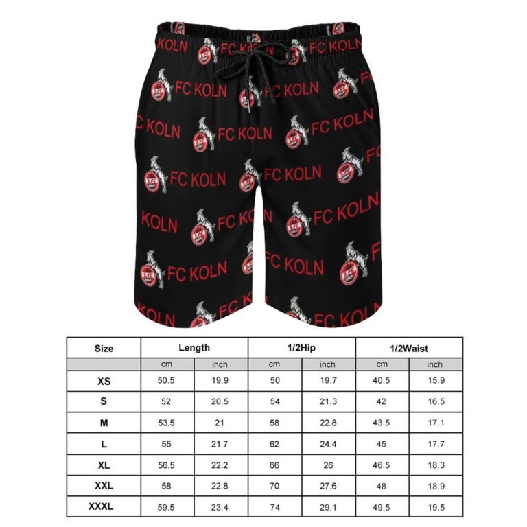 FC Köln Herren Badehose Schnelltrocknende Strandshorts Mit Tasche Kordelzug Shorts