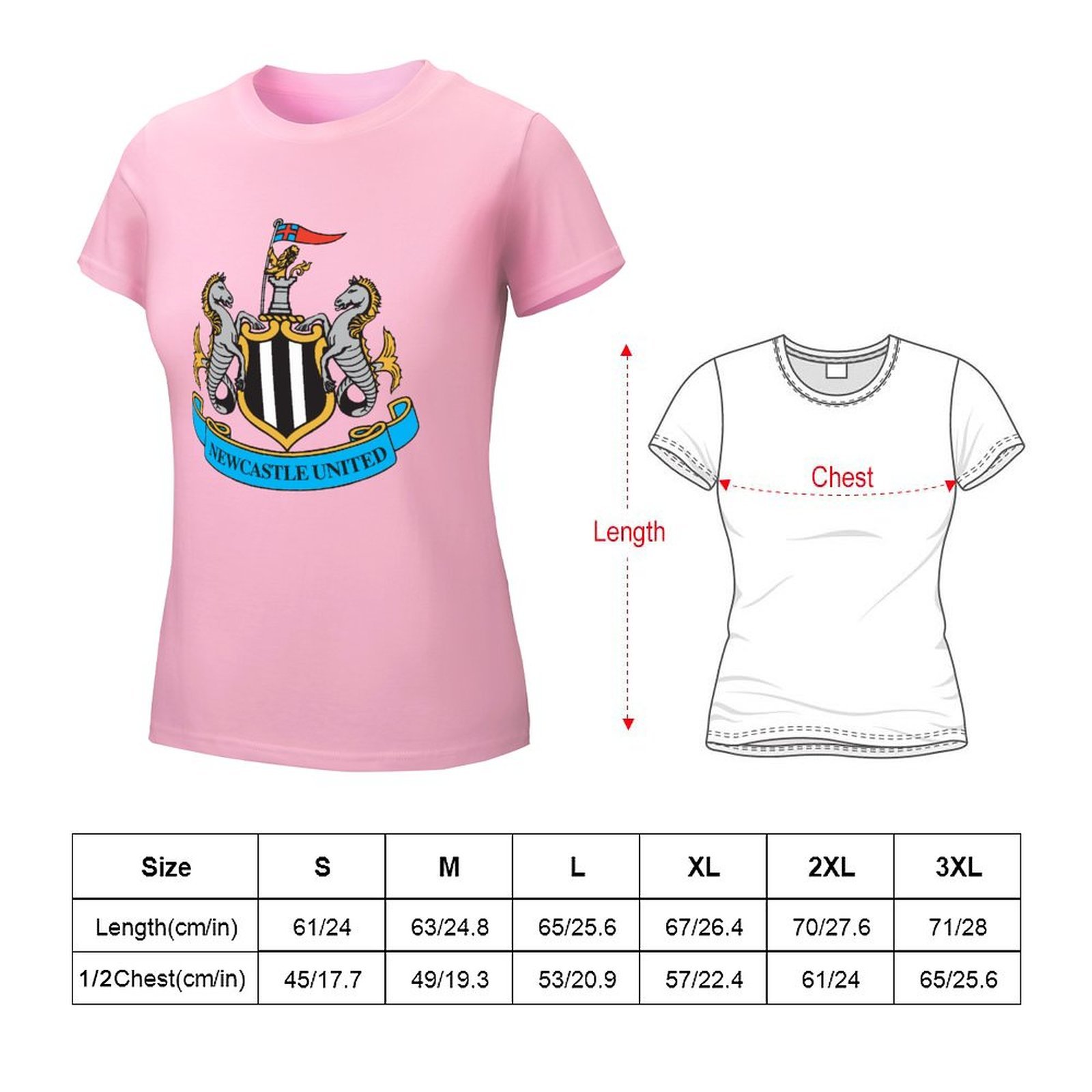 Newcastle United Damen Kurzarm Rundhals T-Shirt Casual Sommer Tops Newcastle United Damen Kurzarm Rundhals T-Shirt Casual Sommer Tops