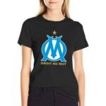 Olympique De Marseille Damen Kurzarm Rundhals T-Shirt Casual Sommer Tops