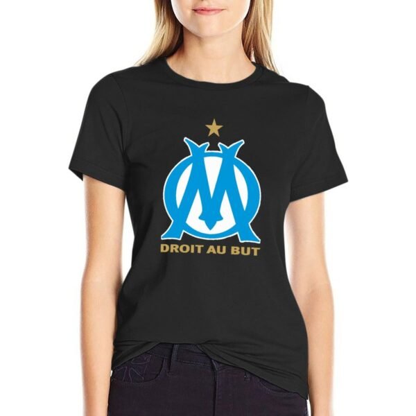 Olympique De Marseille Damen Kurzarm Rundhals T-Shirt Casual Sommer Tops