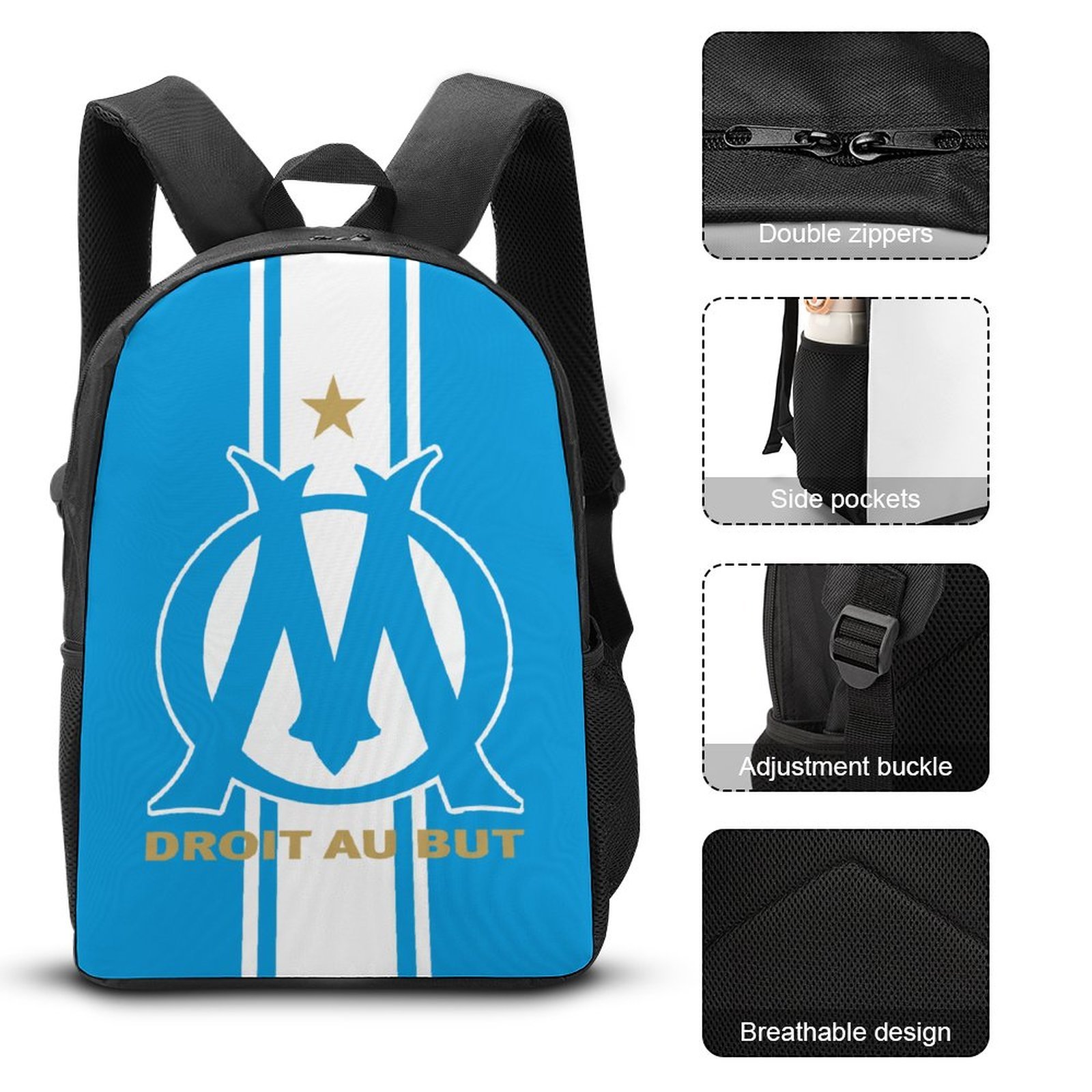 Olympique De Marseille Student Schulranzen Lunchbag Stifttasche Kombination Olympique De Marseille Student Schulranzen Lunchbag Stifttasche Kombination