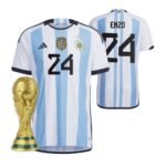 Argentinien Enzo Fernandez 24 Home Trikot WM 2022 Meister ( Mit Patch )