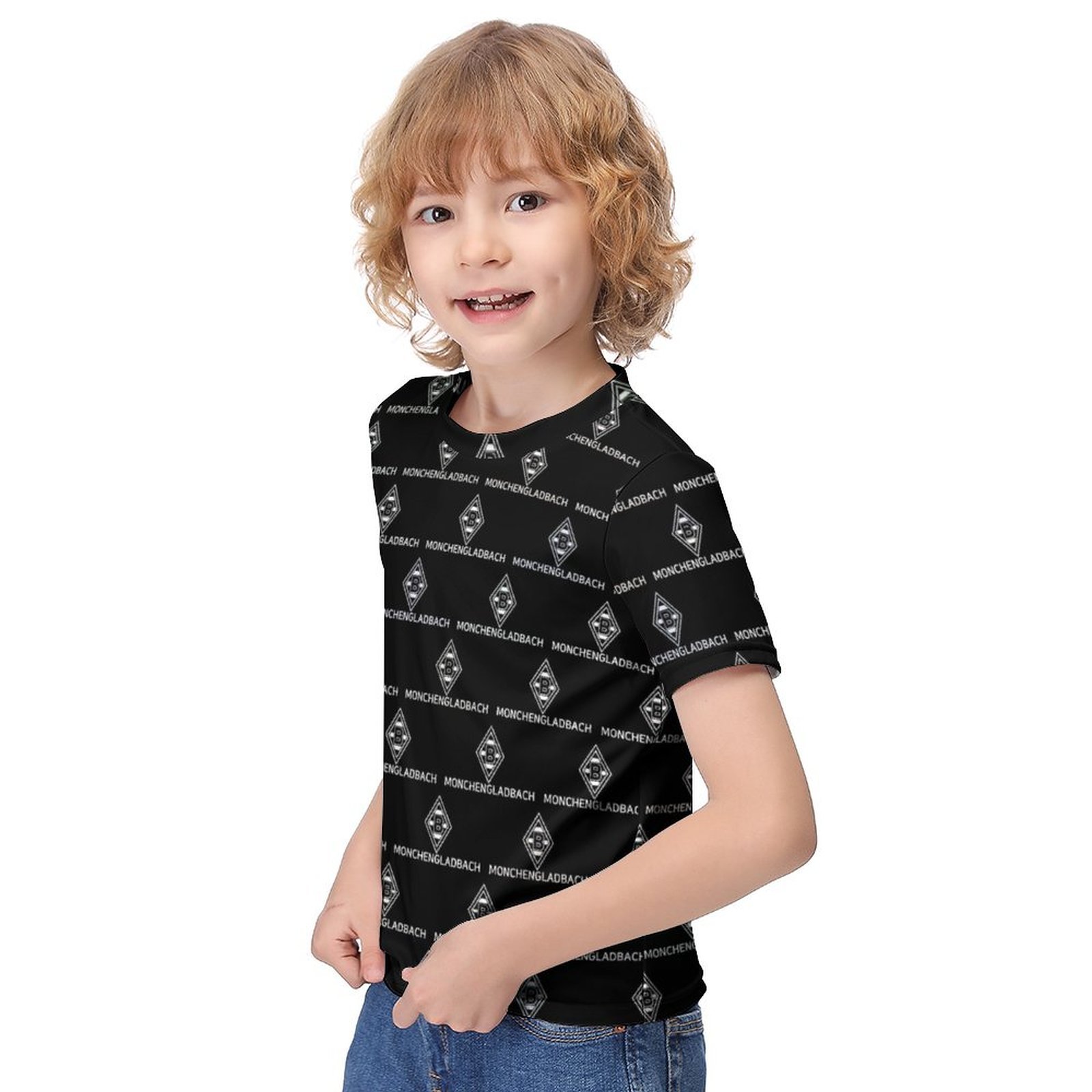 Monchengladbach Jungen Mädchen Kurzarm 3D-Druck T-Shirt Rundhals-Sommerhemd Tops Monchengladbach Jungen Mädchen Kurzarm 3D-Druck T-Shirt Rundhals-Sommerhemd Tops