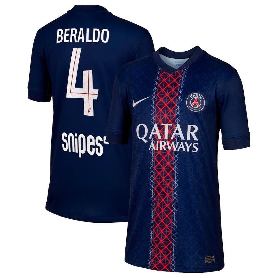 Paris Saint-Germain Lucas Beraldo 4 Home Trikot 2025-2026 Paris Saint-Germain Lucas Beraldo 4 Home Trikot 2025-2026