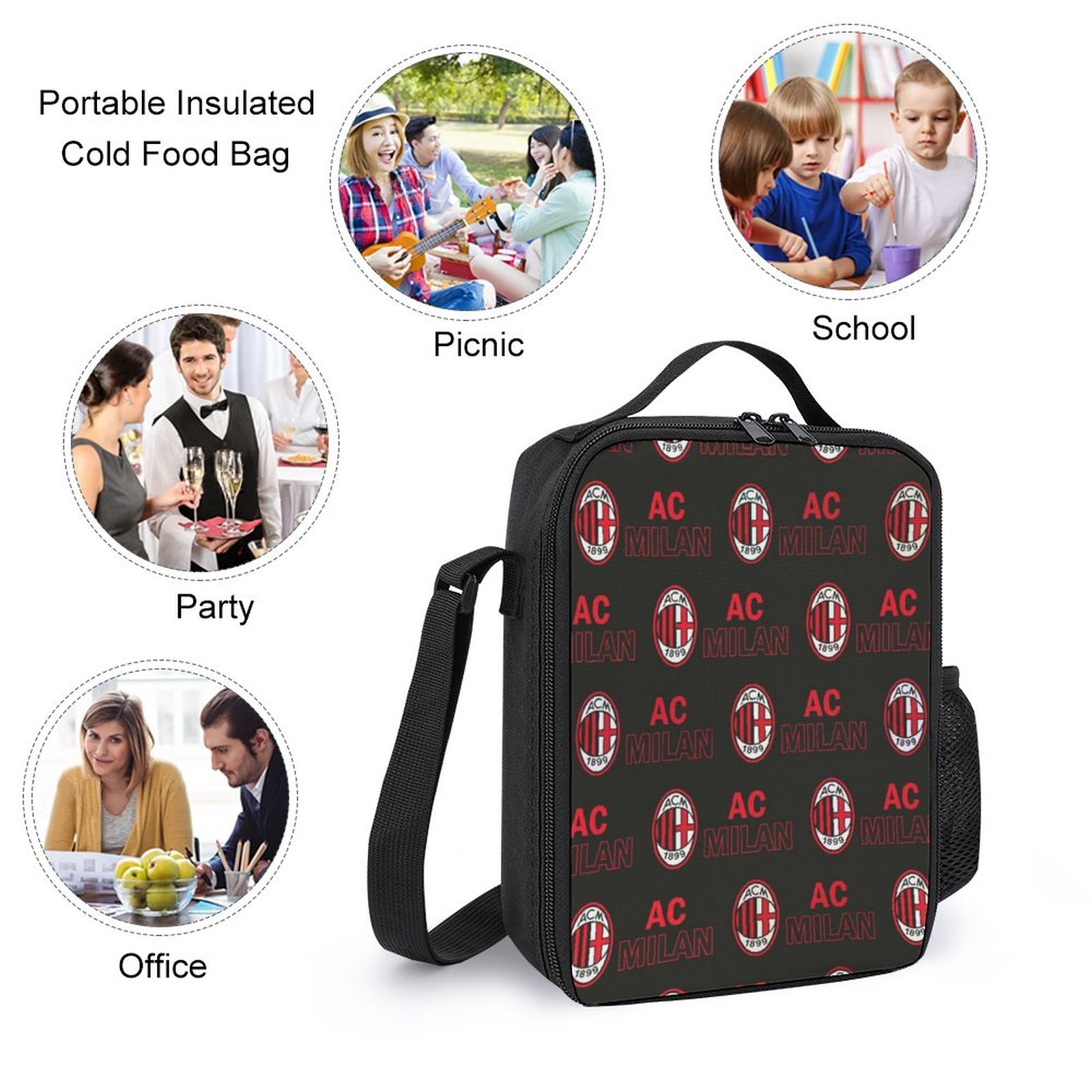 AC Mailand Student Schulranzen Lunchbag Stifttasche Kombination AC Mailand Student Schulranzen Lunchbag Stifttasche Kombination
