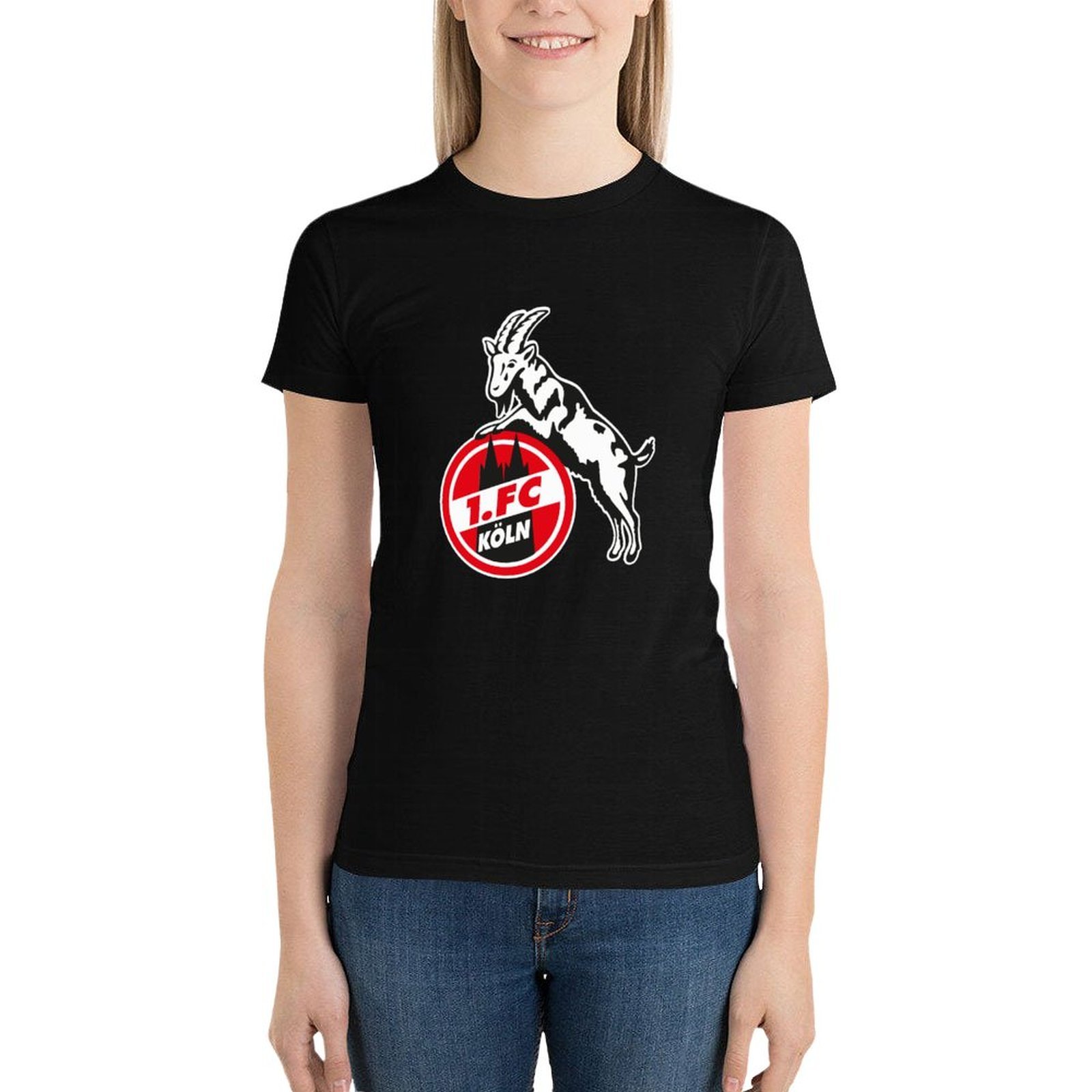 FC Köln Damen Kurzarm Rundhals T-Shirt Casual Sommer Tops FC Köln Damen Kurzarm Rundhals T-Shirt Casual Sommer Tops