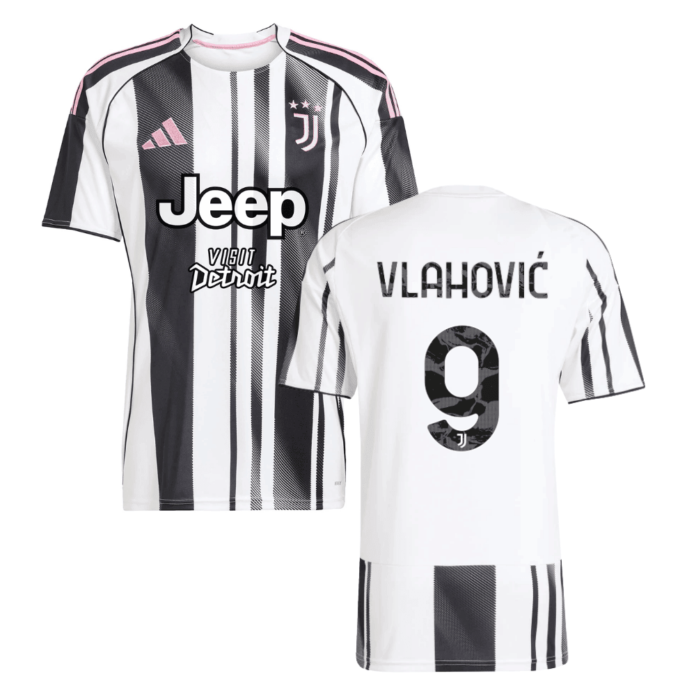 Juventus Dušan Vlahović 9 Home Trikot 2025-2026 Juventus Dušan Vlahović 9 Home Trikot 2025-2026