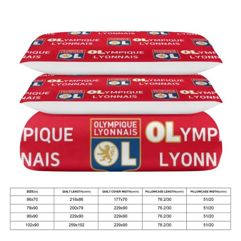 Olympique Lyonnais Bettwäscheset 3 Stück Kinder Erwachsene Steppdeckenbezug Steppdeckenbezug Multi Size Laken Set