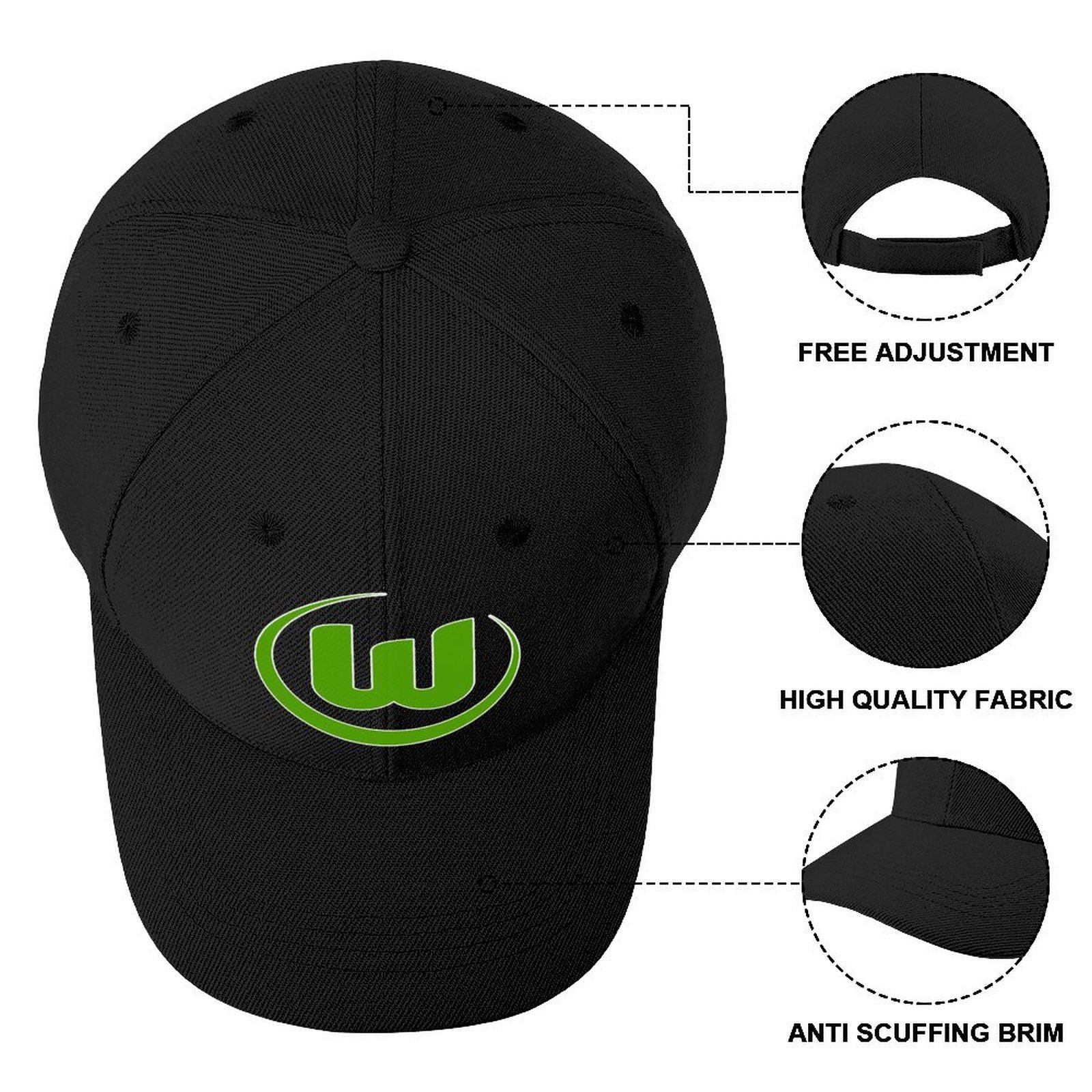 Unisex VfL Wolfsburg Baseball Cap Verstellbar Reine Farbe Baseballkappe Mütze Unisex VfL Wolfsburg Baseball Cap Verstellbar Reine Farbe Baseballkappe Mütze