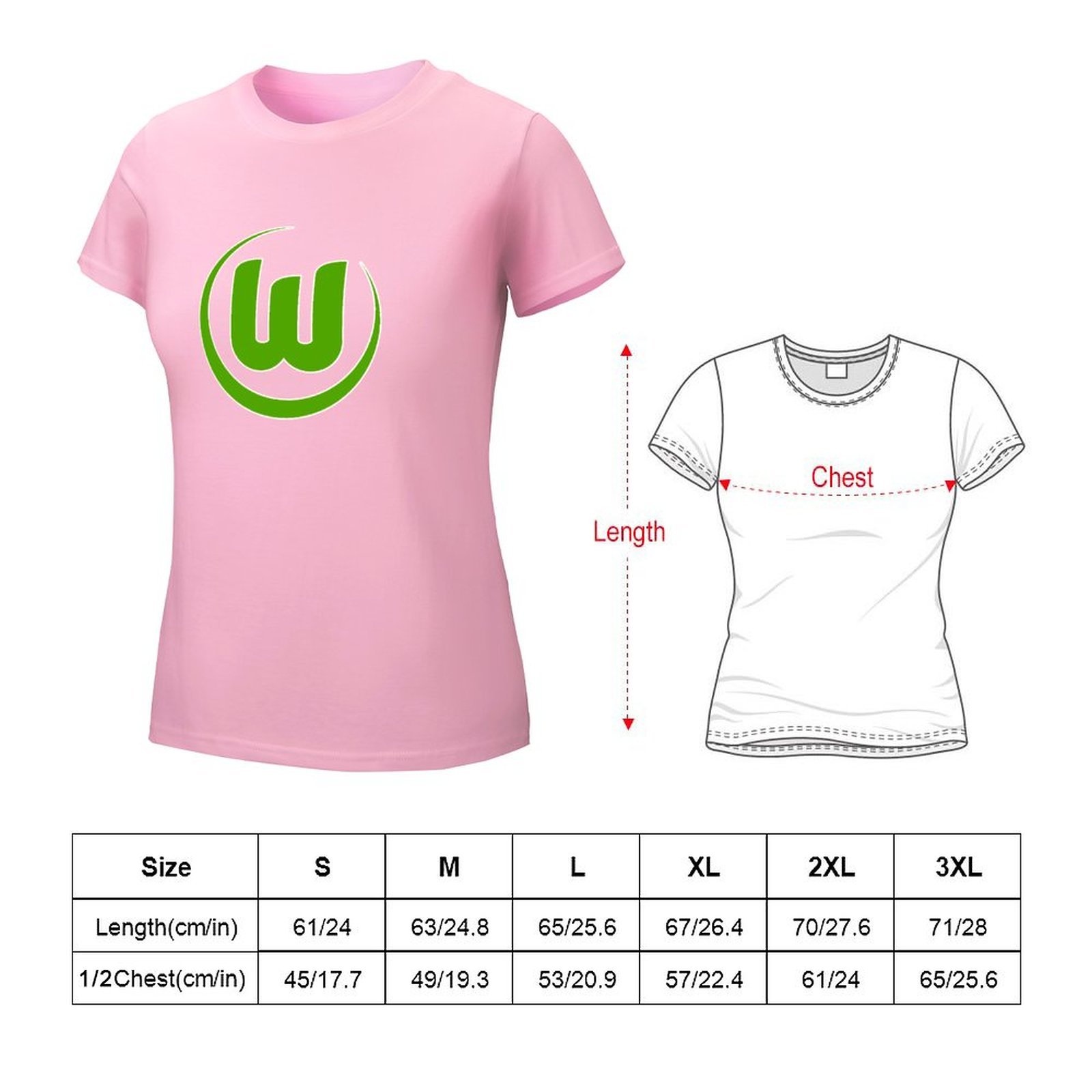VfL Wolfsburg Damen Kurzarm Rundhals T-Shirt Casual Sommer Tops VfL Wolfsburg Damen Kurzarm Rundhals T-Shirt Casual Sommer Tops