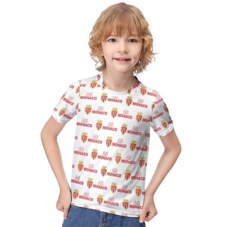 AS Monaco Jungen Mädchen Kurzarm 3D-Druck T-Shirt Rundhals-Sommerhemd Tops