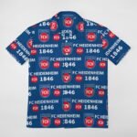 FC Heidenheim Kurzärmelige Herrenhemden, Passform Sommer Kurzarm Casual Button-Down Hemden