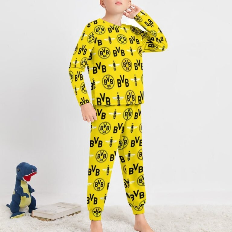 Borussia Dortmund Langarm Pyjama-Set Schlafanzüge Kinder Baumwolle Nachtwäsche Für Mädchen Jungen