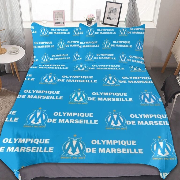 Olympique De Marseille Bettwäscheset 3 Stück Kinder Erwachsene Steppdeckenbezug Steppdeckenbezug Multi Size Laken Set