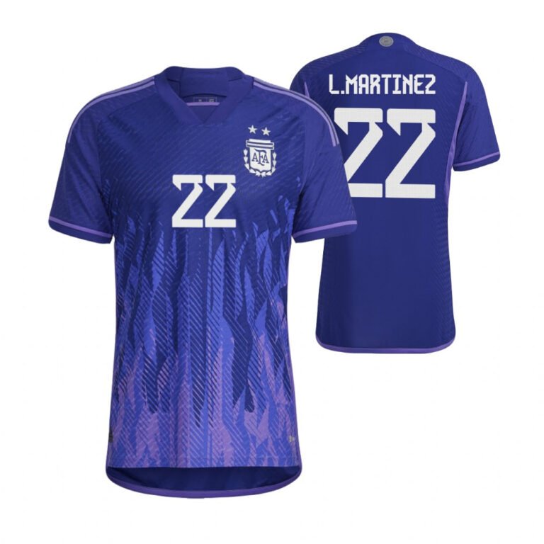 Argentinien Lautaro Martínez 22 Auswärtstrikot Kinder 2022-2023 Mit Shorts