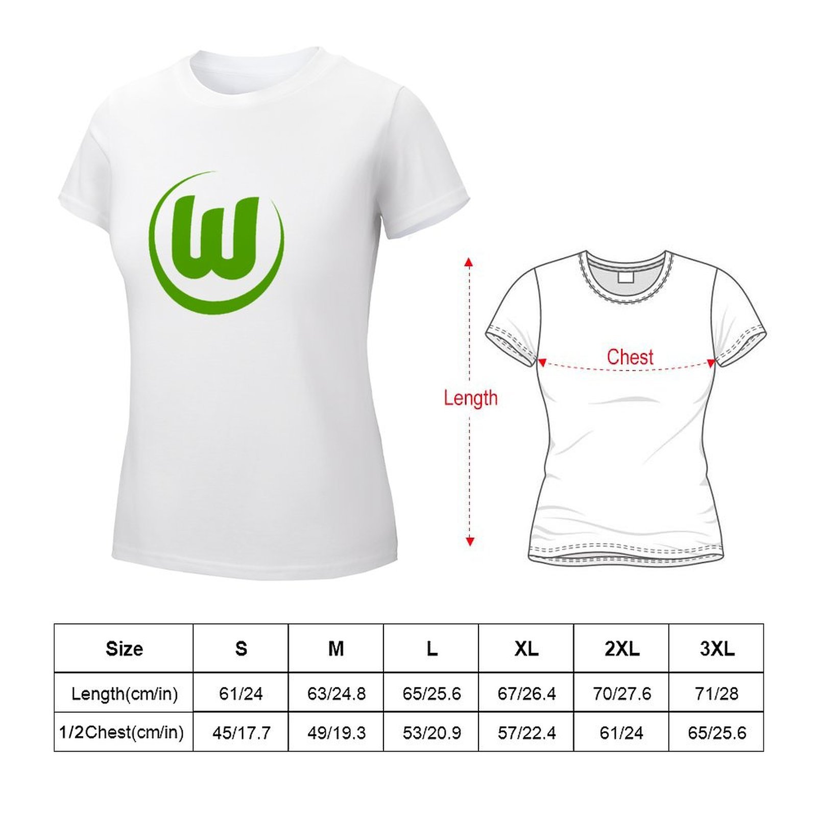 VfL Wolfsburg Damen Kurzarm Rundhals T-Shirt Casual Sommer Tops VfL Wolfsburg Damen Kurzarm Rundhals T-Shirt Casual Sommer Tops