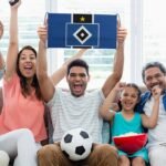 Hamburger SV Transparente Beim Fußballspiel, Fans Schwenken Fahnen