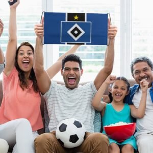 Hamburger SV Transparente Beim Fußballspiel, Fans Schwenken Fahnen