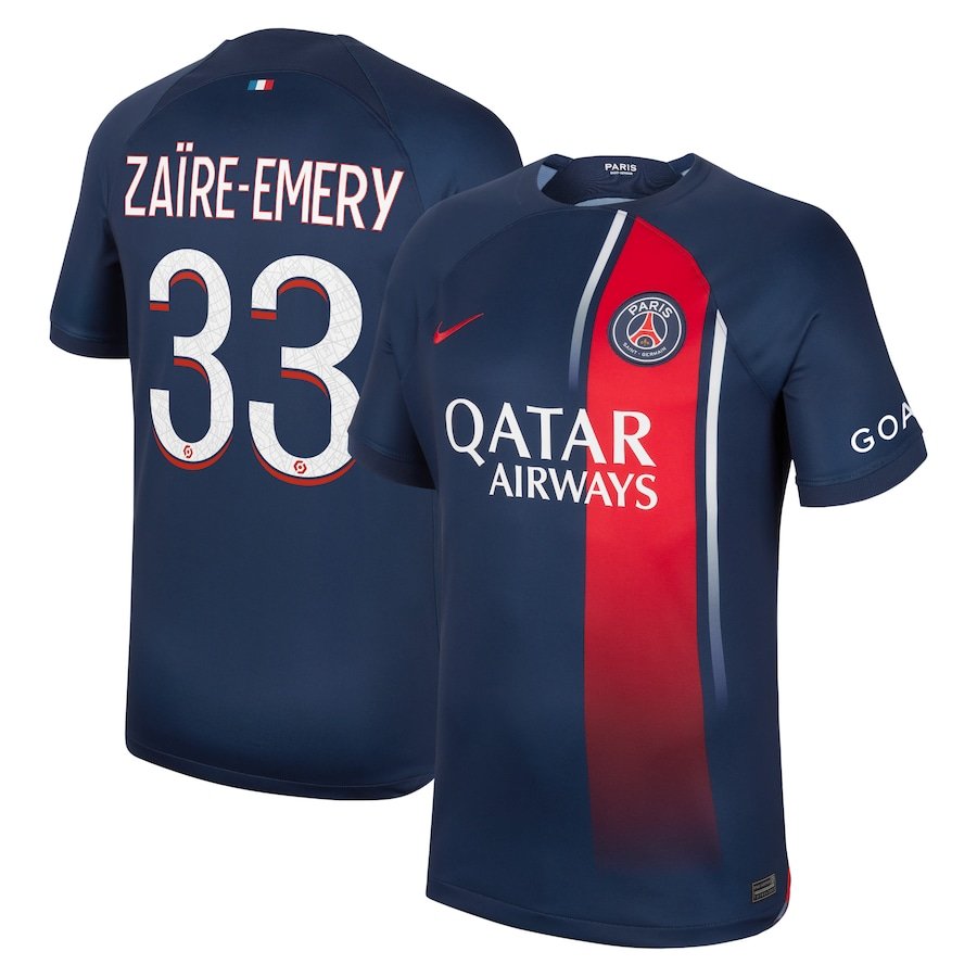 Paris Saint-Germain Warren Zaïre-Emery 33 Home Trikot 2023-2024 Paris Saint-Germain Warren Zaïre-Emery 33 Home Trikot 2023-2024