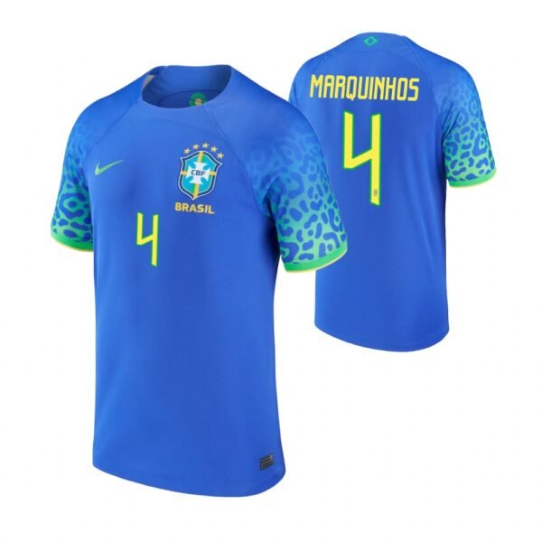 Brasilien Marquinhos 4 Away Trikot WM 2022