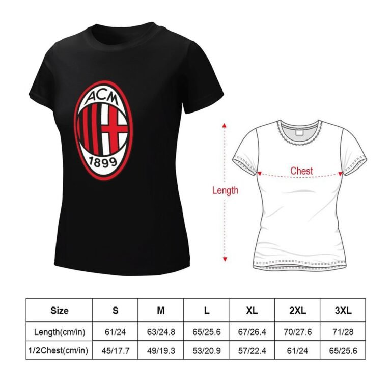 AC Mailand Damen Kurzarm Rundhals T-Shirt Casual Sommer Tops