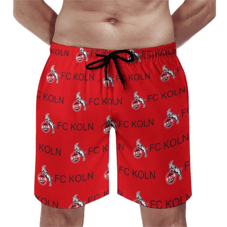 FC Köln Herren Badehose Schnelltrocknende Strandshorts Mit Tasche Kordelzug Shorts