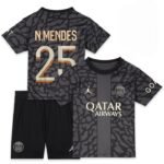 PSG Nuno Mendes 25 Third Trikot Kinder Mini Kit 2023-2024