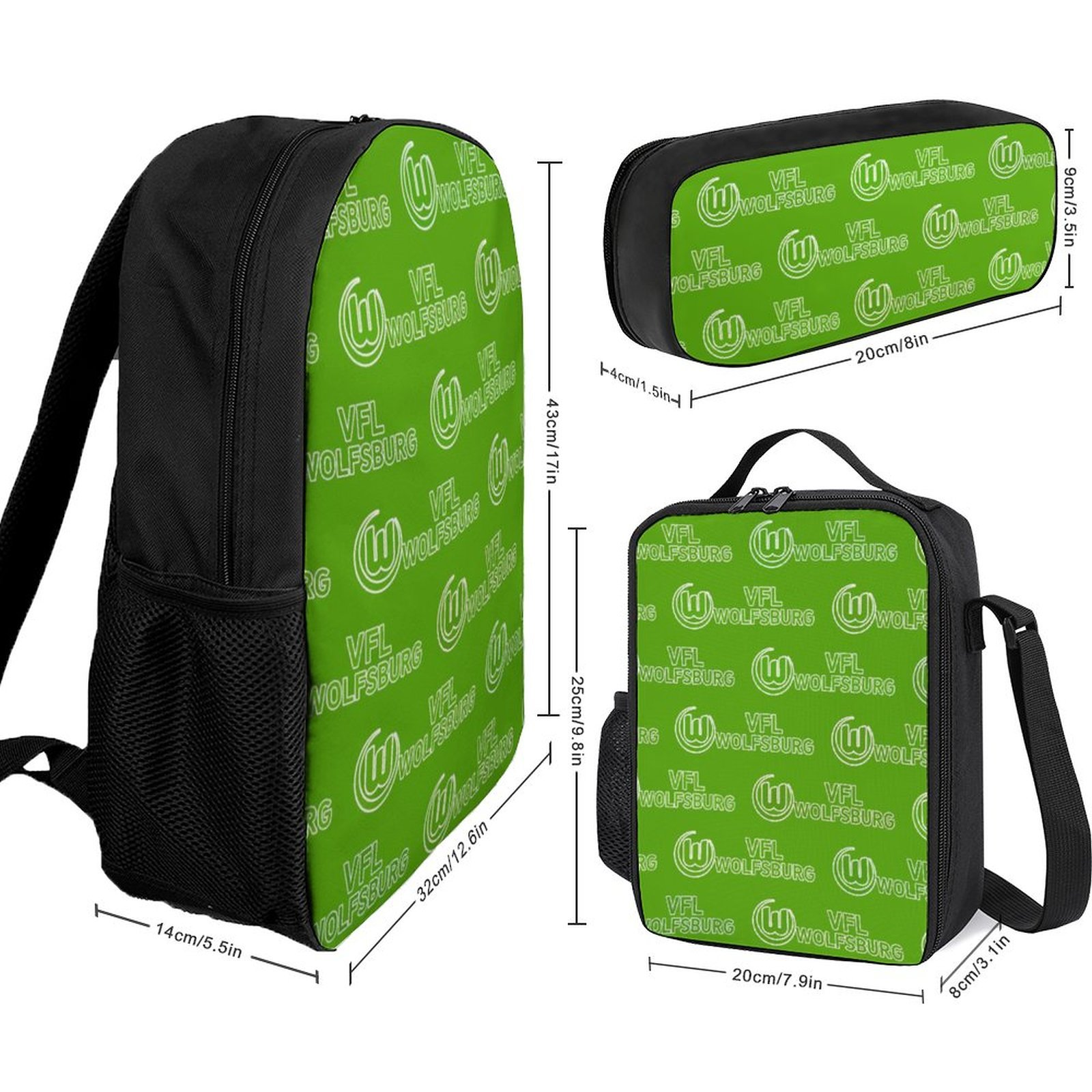 VfL Wolfsburg Student Schulranzen Lunchbag Stifttasche Kombination VfL Wolfsburg Student Schulranzen Lunchbag Stifttasche Kombination