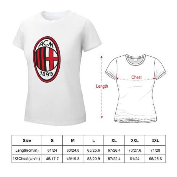 AC Mailand Damen Kurzarm Rundhals T-Shirt Casual Sommer Tops