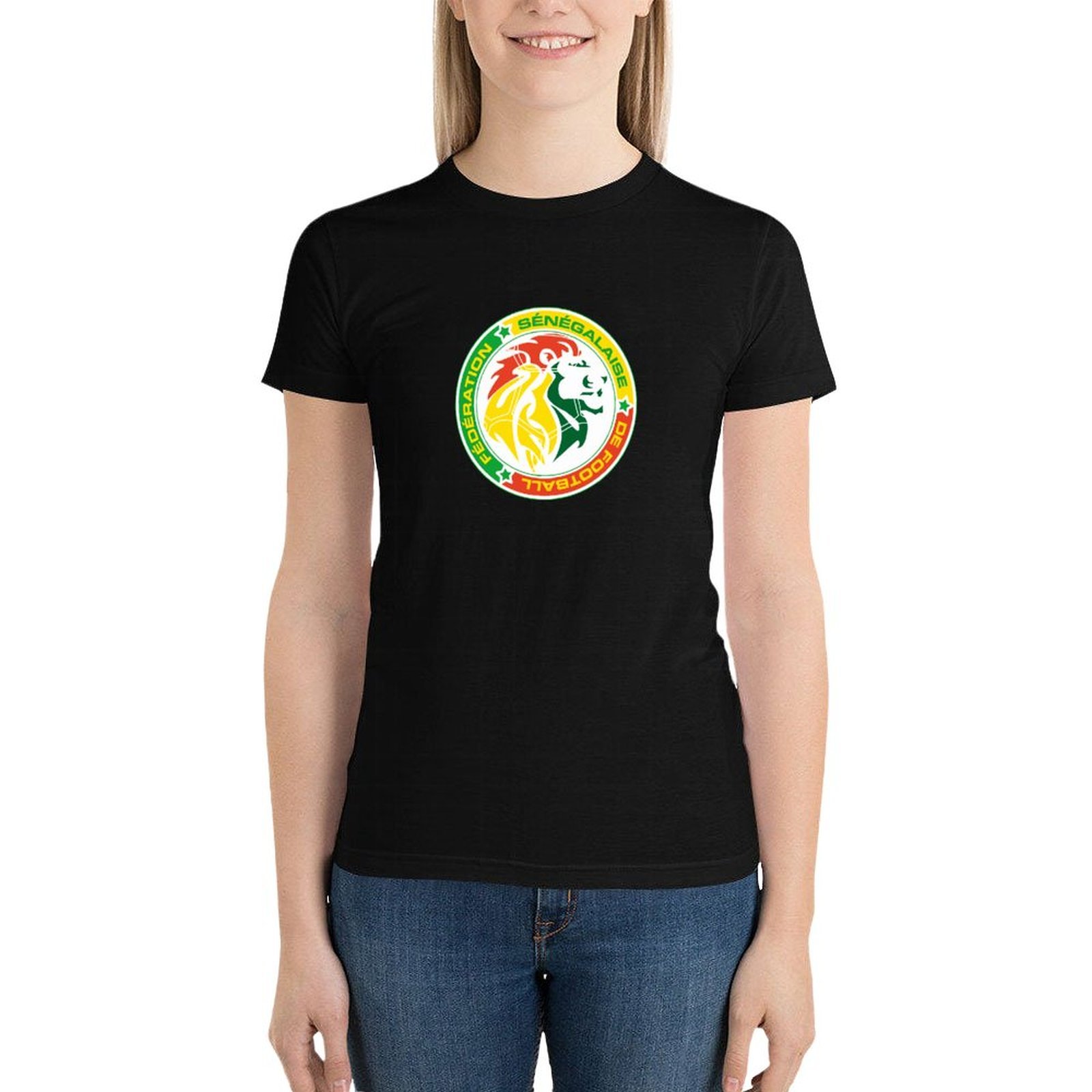 Senegal Damen Kurzarm Rundhals T-Shirt Casual Sommer Tops Senegal Damen Kurzarm Rundhals T-Shirt Casual Sommer Tops