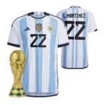 Argentinien Lautaro Martinez 22 Home Trikot WM 2022 Meister ( Mit Patch )