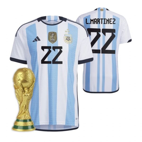 Argentinien Lautaro Martinez 22 Home Trikot WM 2022 Meister ( Mit Patch )