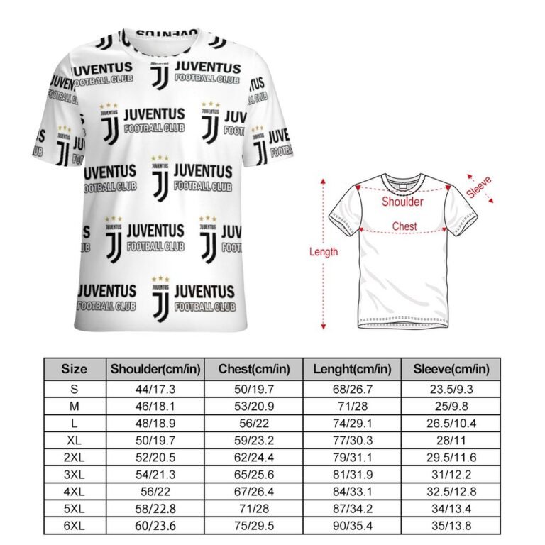 Juventus FC Unisex 3D Vollständig Druck Kurzarm T-Shirts Beiläufige Tee Tops