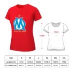 Olympique De Marseille Damen Kurzarm Rundhals T-Shirt Casual Sommer Tops