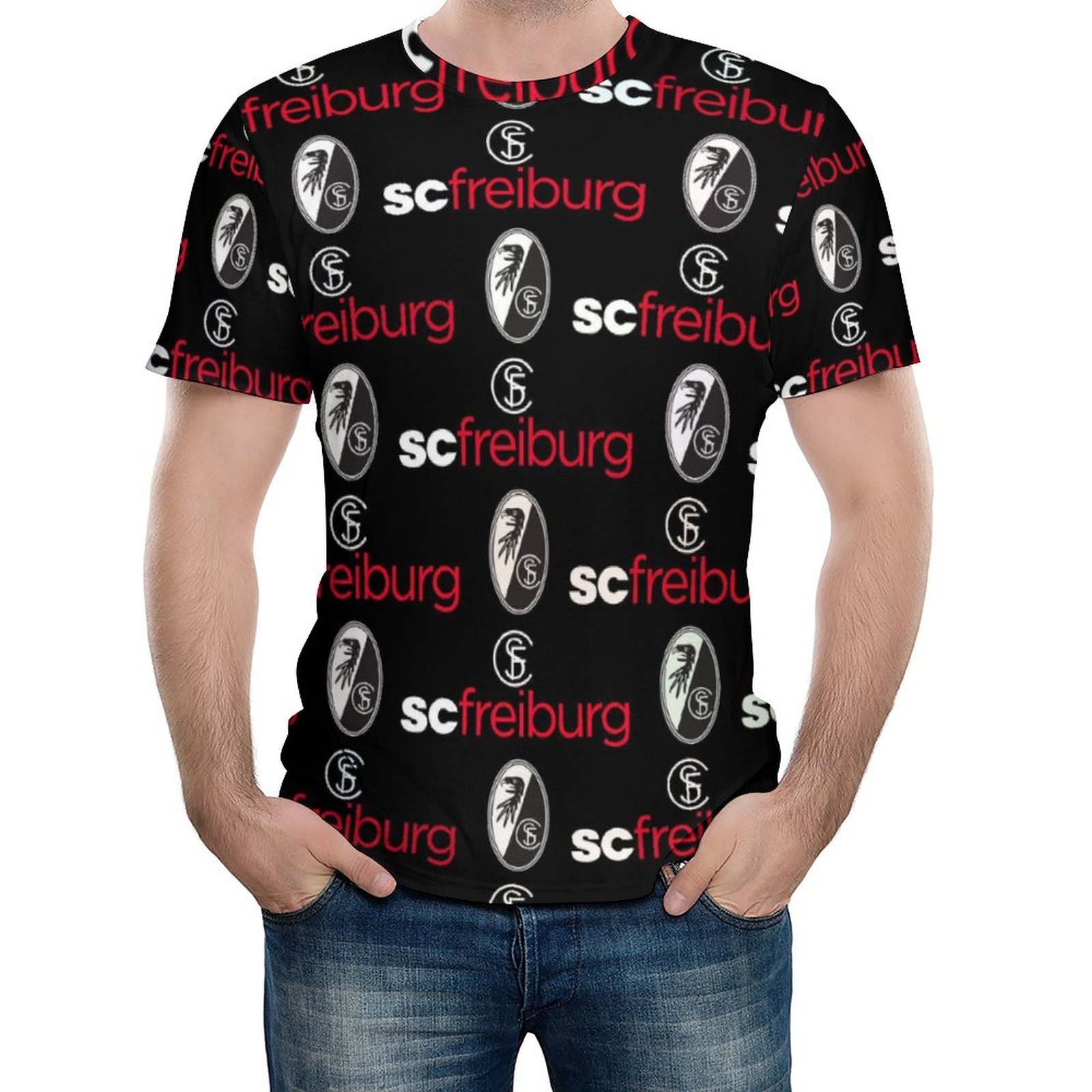 SC Freiburg 3D Vollständig Druck Kurzarm T-Shirts Beiläufige Tee Tops SC Freiburg 3D Vollständig Druck Kurzarm T-Shirts Beiläufige Tee Tops