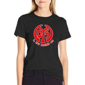 Mainz 05 Damen Kurzarm Rundhals T-Shirt Casual Sommer Tops