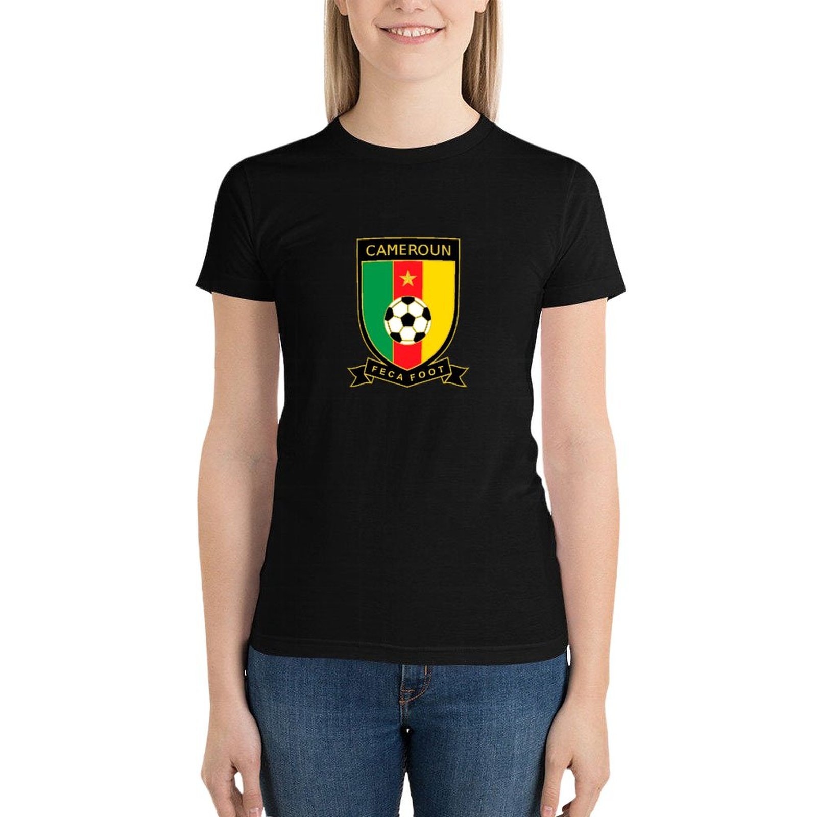 Kamerun Damen Kurzarm Rundhals T-Shirt Casual Sommer Tops Kamerun Damen Kurzarm Rundhals T-Shirt Casual Sommer Tops