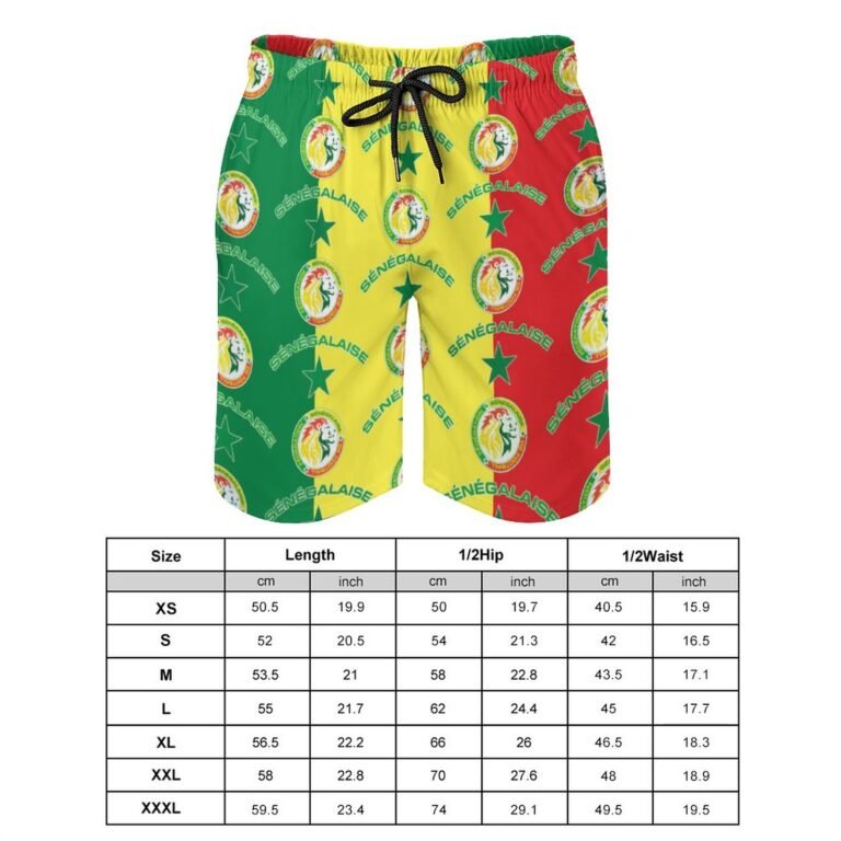 Senegal Herren Badehose Schnelltrocknende Strandshorts Mit Tasche Kordelzug Shorts
