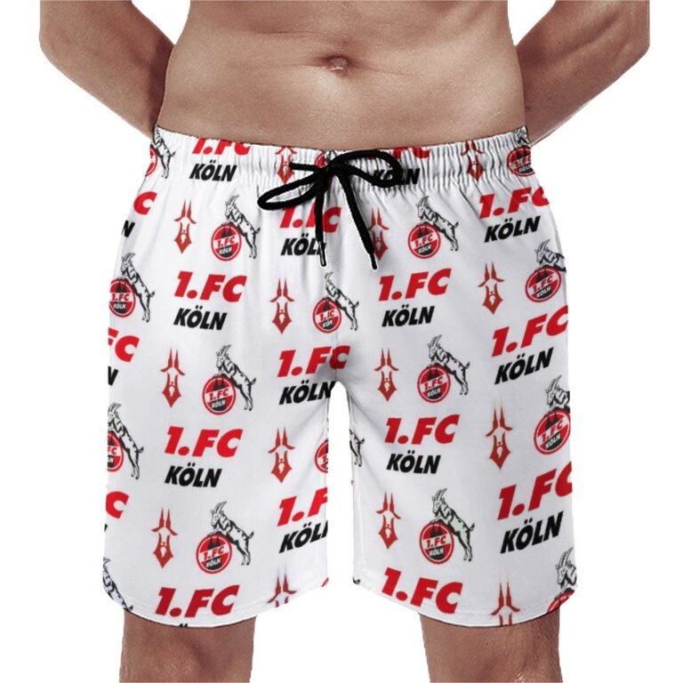 FC Köln Herren Badehose Schnelltrocknende Strandshorts Mit Tasche Kordelzug Shorts