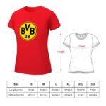 Borussia Dortmund Damen Kurzarm Rundhals T-Shirt Casual Sommer Tops