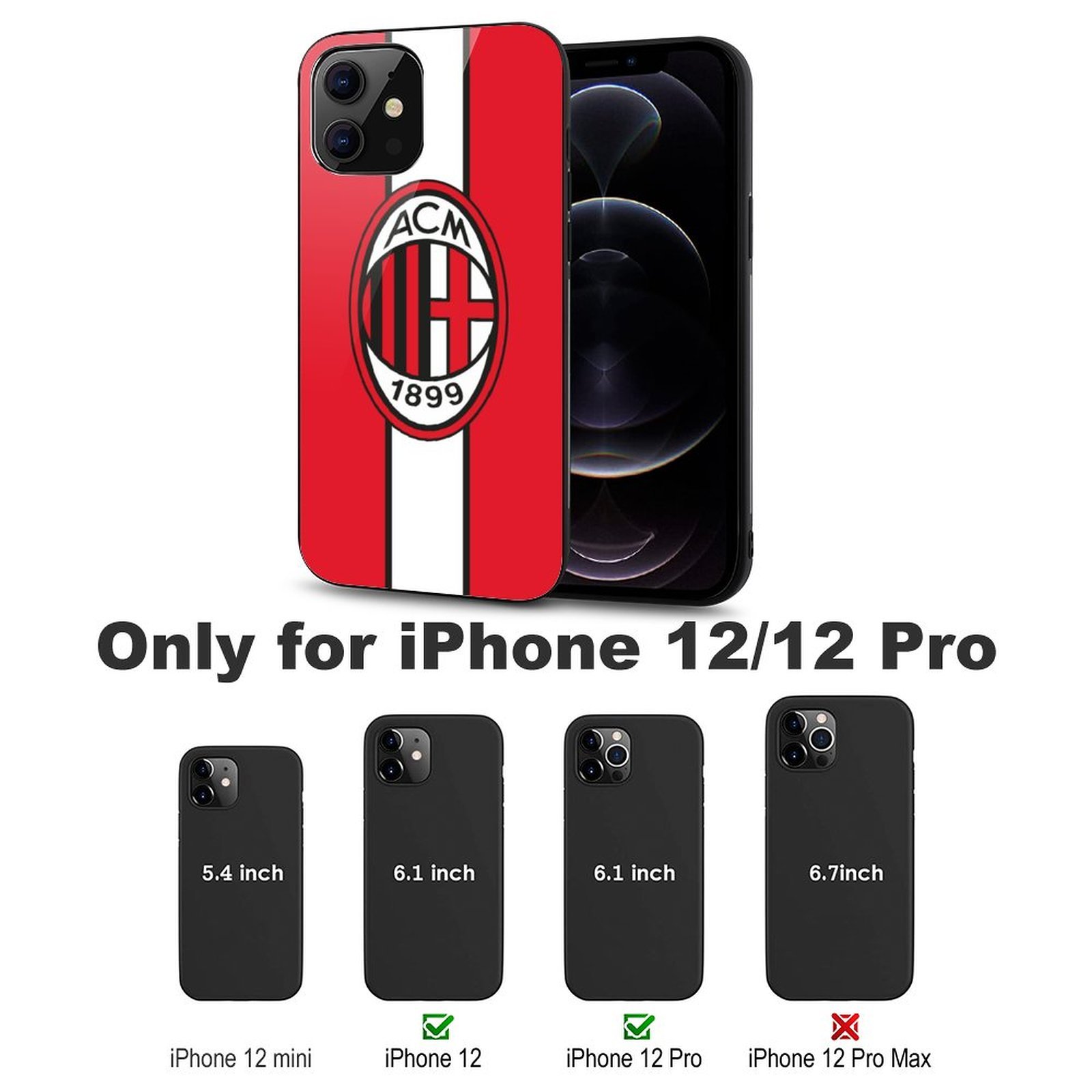 AC Mailand Stoßfest Glaskasten Handyhüllen & Cover Für IPhone 12 AC Mailand Stoßfest Glaskasten Handyhüllen & Cover Für IPhone 12
