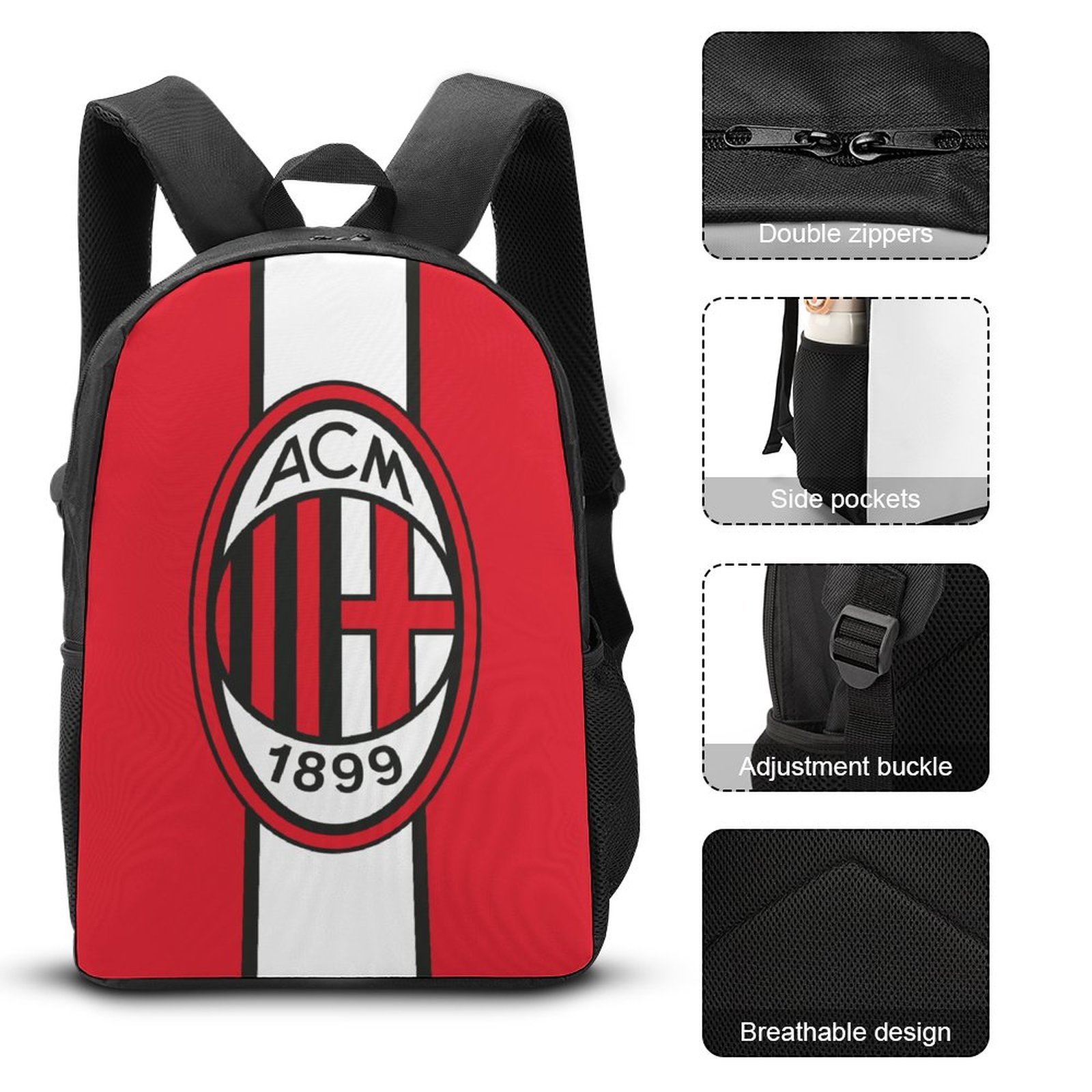 AC Mailand Student Schulranzen Lunchbag Stifttasche Kombination AC Mailand Student Schulranzen Lunchbag Stifttasche Kombination