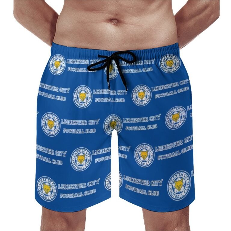 Leicester City Herren Badehose Schnelltrocknende Strandshorts Mit Tasche Kordelzug Shorts
