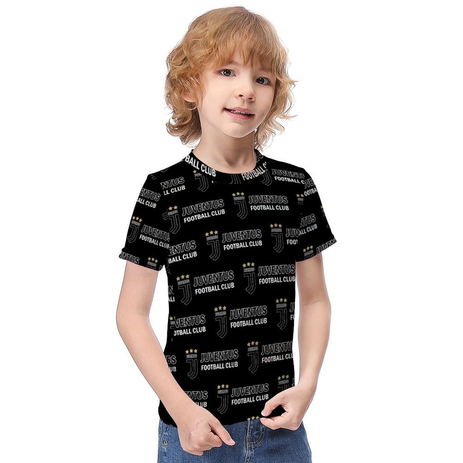Juventus FC Jungen Mädchen Kurzarm 3D-Druck T-Shirt Rundhals-Sommerhemd Tops Juventus FC Jungen Mädchen Kurzarm 3D-Druck T-Shirt Rundhals-Sommerhemd Tops